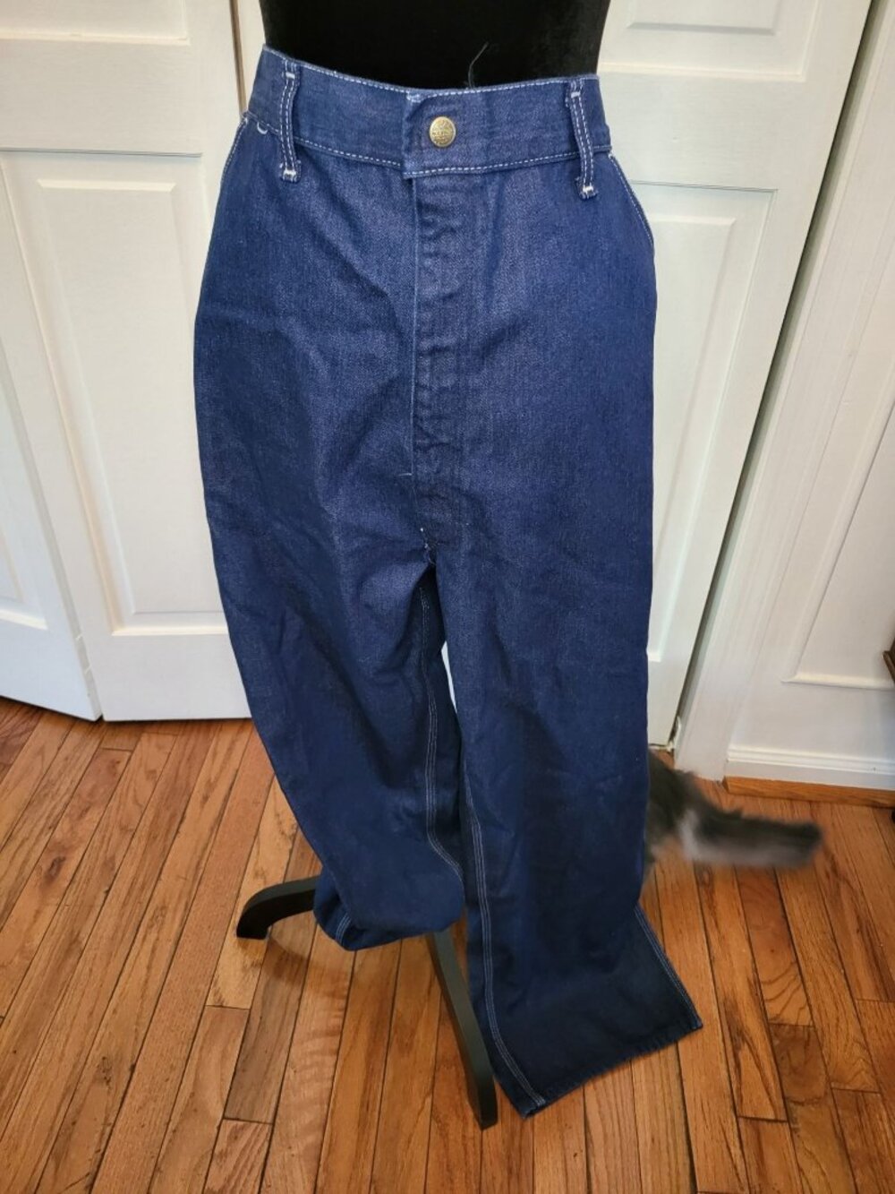 Vintage 70s Roebucks Dark Denim Carpenter Jeans 42X30 Streetwear Skater Retro